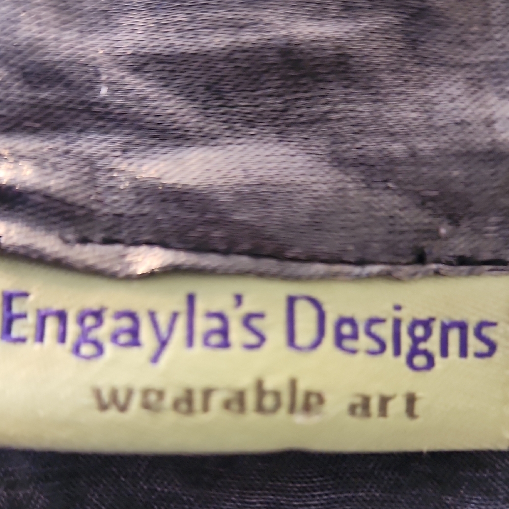 Metallic Crushed Satin Button-Up Blouse - Charcoal Gray L - Picture 7 of 11